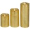 Northlight Set of 3 Brushed Golden LED Flameless Christmas Pillar Candles 8&#x22;